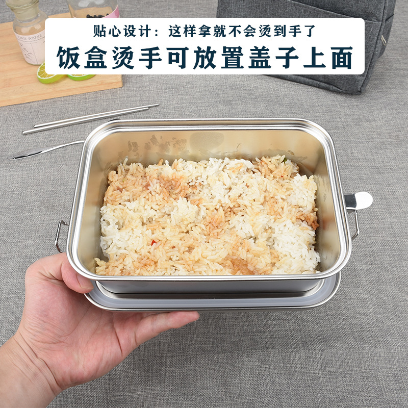 304 Stainless Steel Lunch Box Large Capacity with Lid Employee Student Lunch Box Bento Box Double Deck Compartment 18L