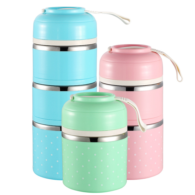 steel lunch box means into adult lovely bento box Students to open two double three plastic three layer lunch box