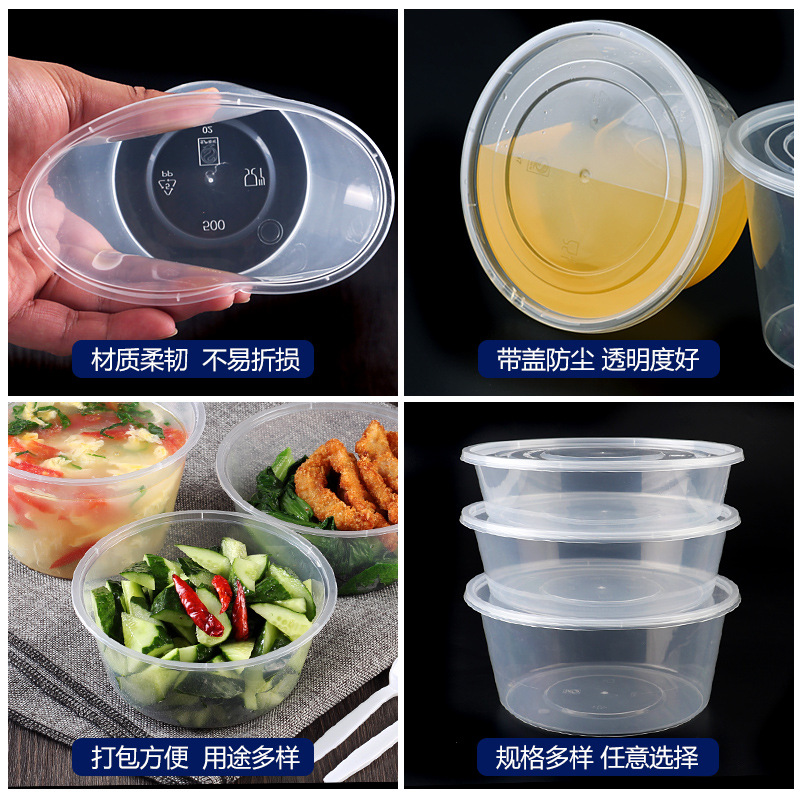Lunch Box with Lid Plastic Take out Take Away Box Thickened Transparent FreshKeeping Fast Food Bento Lunch Box