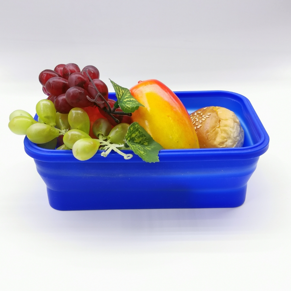 Silicone Folding Lunch Box Four-Piece Crisper Picnic Box Bento Box Portable Outdoor Microwave Oven Available