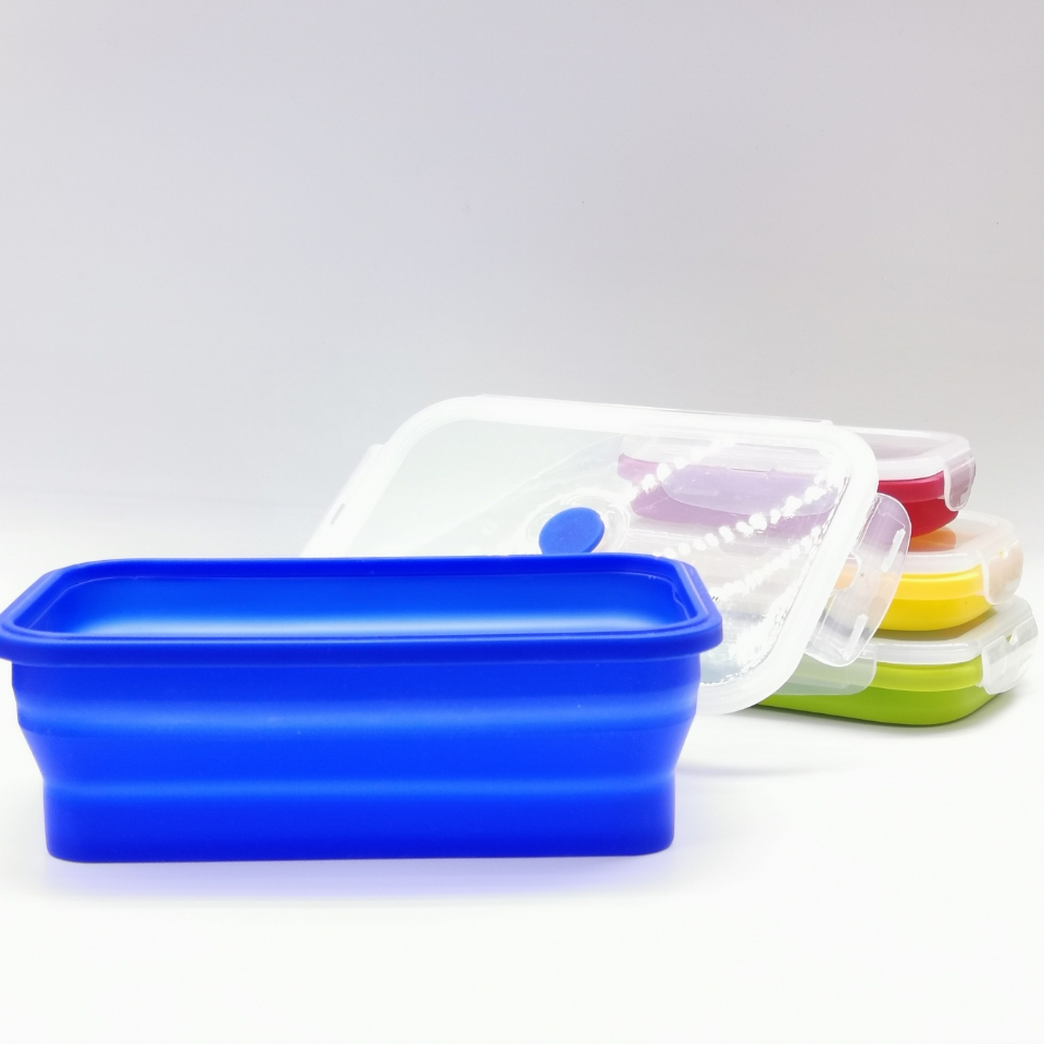 Silicone Folding Lunch Box Four-Piece Crisper Picnic Box Bento Box Portable Outdoor Microwave Oven Available