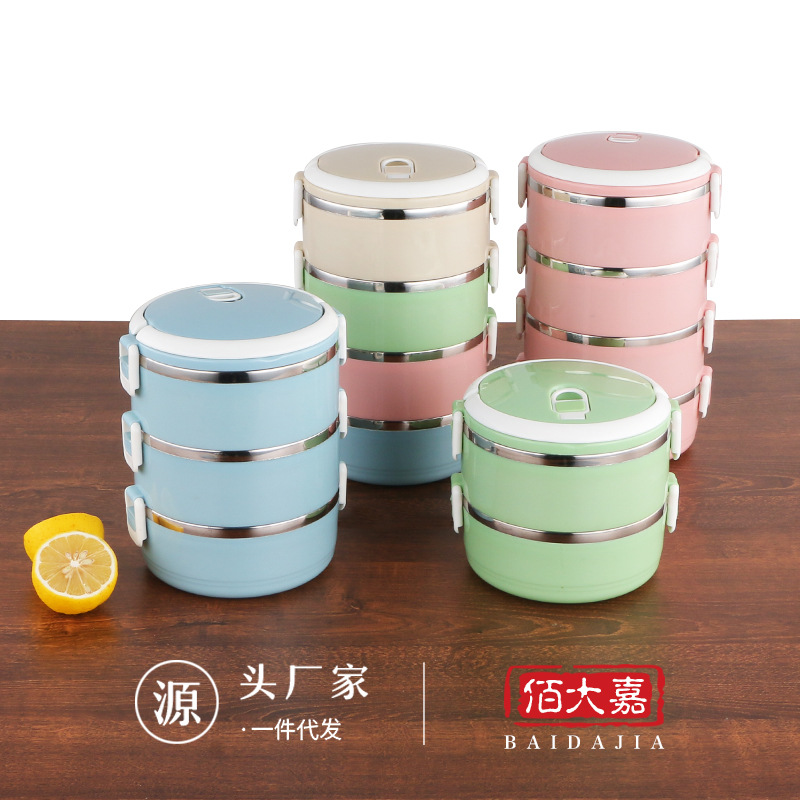 Factory Direct Sales Lunch Box Stainless Steel Insulated Lunch Box Double Deck and Multi-Layer Student Bento Box Gift Wholesale Custom Logo
