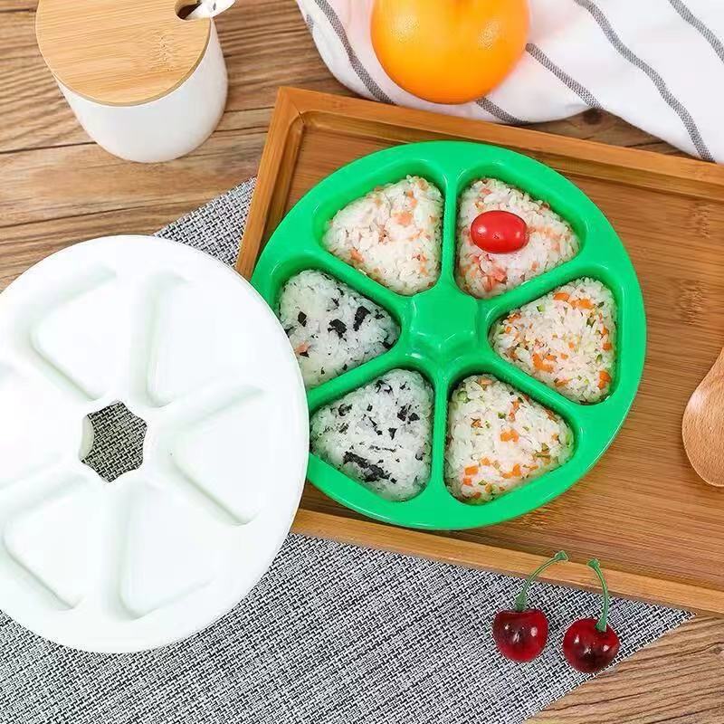 Green Triangle Rice Ball Mold Japanese Sushi Bento Box Six-in-One Children&#039;s Favorite Kimbap Making Tools