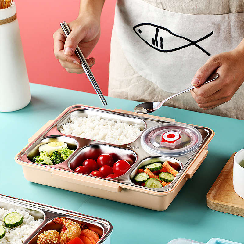 Bento Box  Insulation Lunch Box for Students 304 Stainless Steel Portable Lunch Box for Office Workers