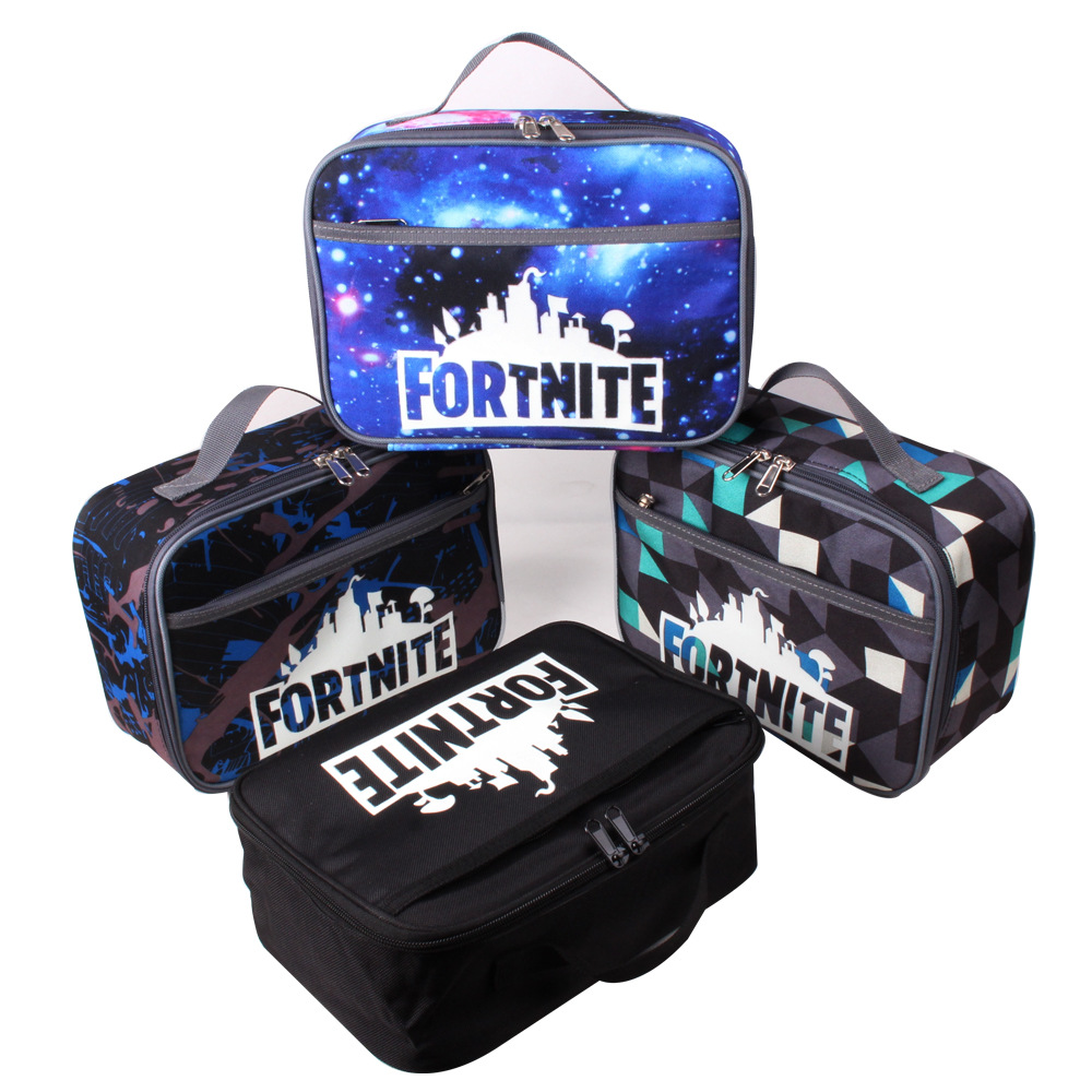 Student Fashion Fortnite Luminous Lunch Box Bag Chinese Square Children&#039;s Bento Heat Bag for Lunch Portable