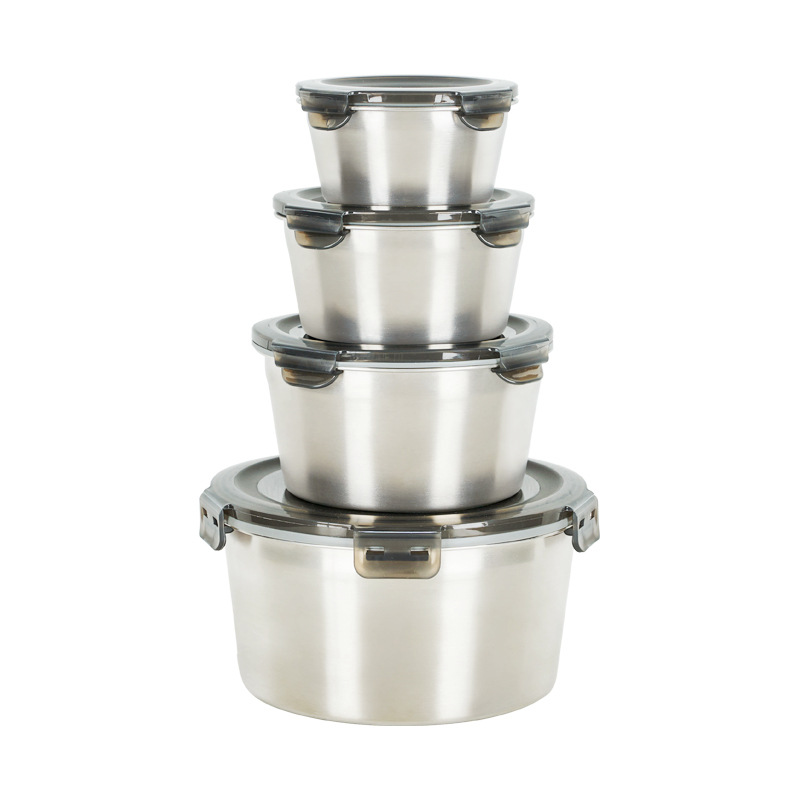 316 Stainless Steel Refrigerator Crisper round 304 Lunch Box Sealed Food Professional Bento Box