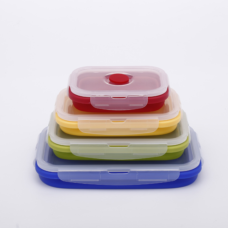Set Silicone Folding Lunch Box Microwave Oven Silicone Bento Box Preservation Children&#039;s Lunch Box Creative Custom Set