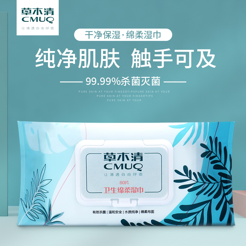 Wet Wipe  Hand and Mouth Wipes 80 Pumping Children Baby Wet Tissue with Lid Portable Family Pack Wet Tissue