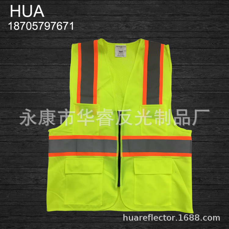 Manufacturers custom multi-pocket reflective clothing mesh cloth traffic safety vest construction reflective clothing mesh reflective vest