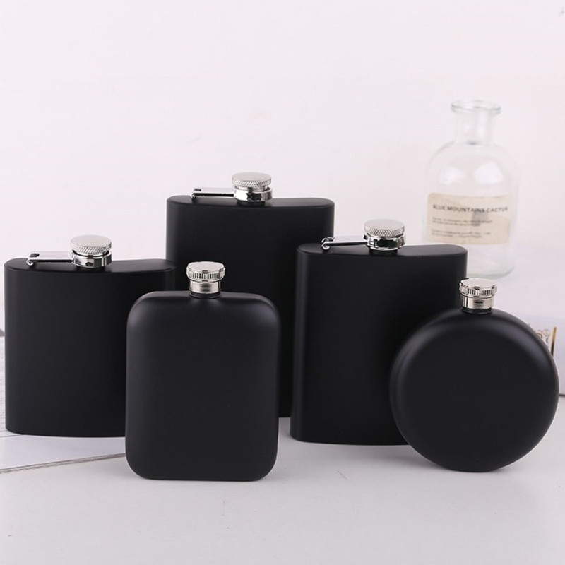 Steel Wine Pot Spray Paint Matte Black 5 to 8 Oz Stainless Steel Portable Square Wine Pot Outdoor Portable Wine Set
