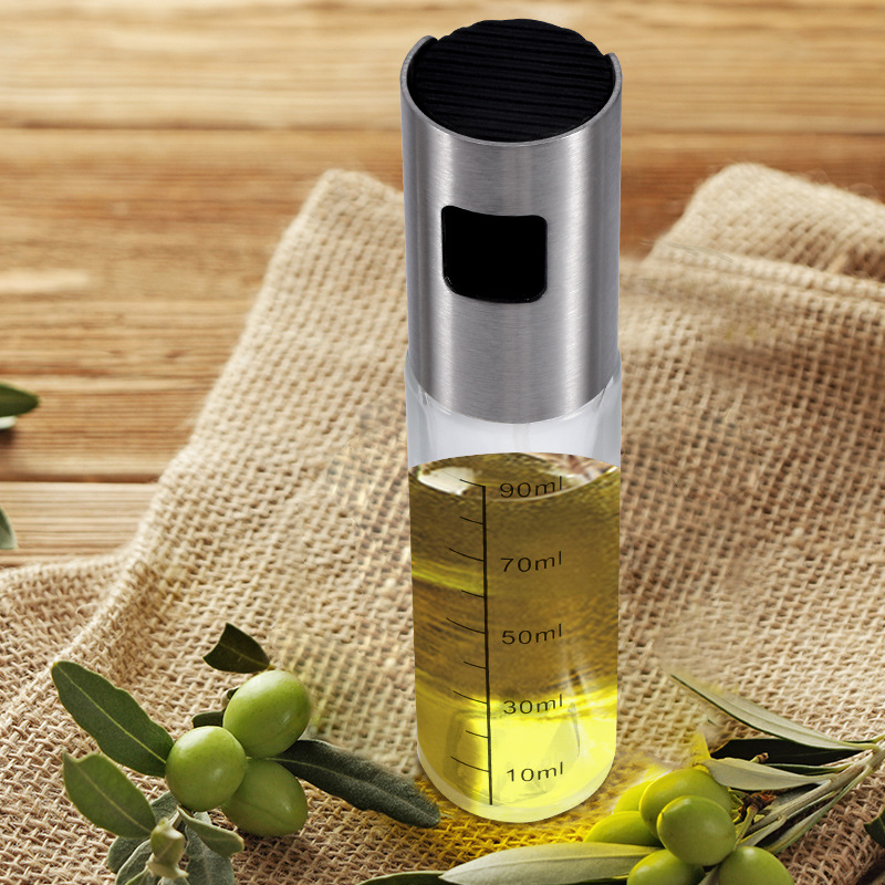 Manufacturers direct new stainless steel oil bottle glass oil pot barbecue spray bottle household spray bottle