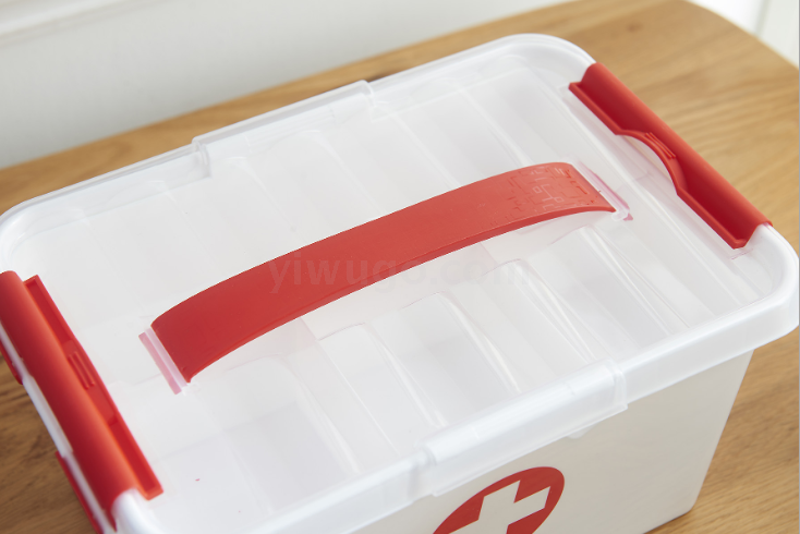 Blue Double-Layer Portable Plastic First Aid Kit Medicine Storage Box Storage Box Household Medicine Box