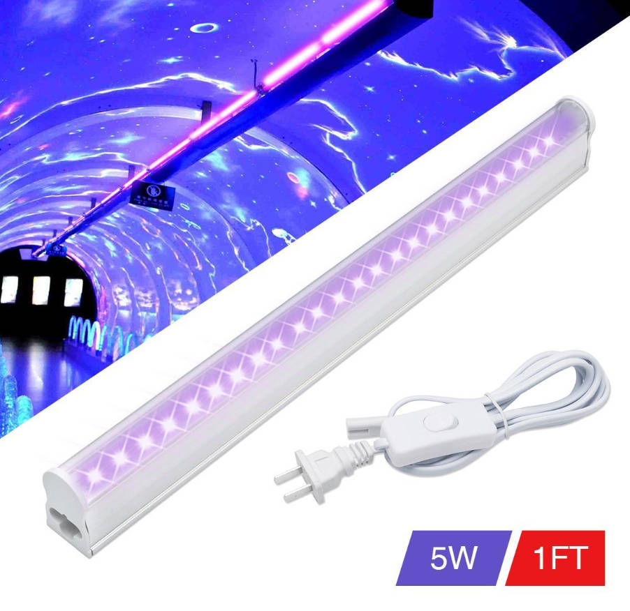 Led ultraviolet lamp UV purple light black light fluorescent UV sterilization lamp 0.6m1.2m0.3mt5 /T8