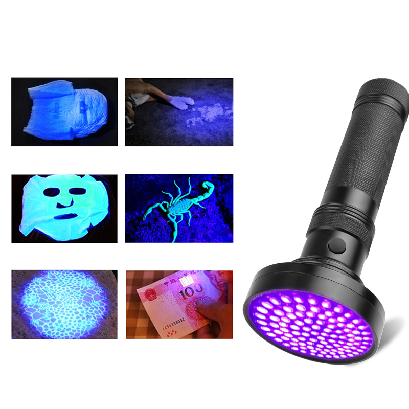 Cross border 100*LED violet light flashlight Test lamp Aluminum alloy violet light flashlight sterilization lamp