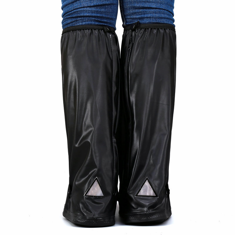 Outdoor Riding Waterproof Overshoe Thickening Wear-Resistant Sole Black and White High-Top Shoe Cover Factory Small Batch Custom Logo