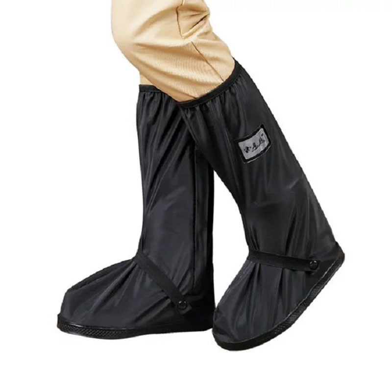 Outdoor Riding Waterproof Overshoe Thickening Wear-Resistant Sole Black and White High-Top Shoe Cover Factory Small Batch Custom Logo