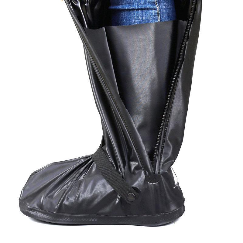 Outdoor Riding Waterproof Overshoe Thickening Wear-Resistant Sole Black and White High-Top Shoe Cover Factory Small Batch Custom Logo