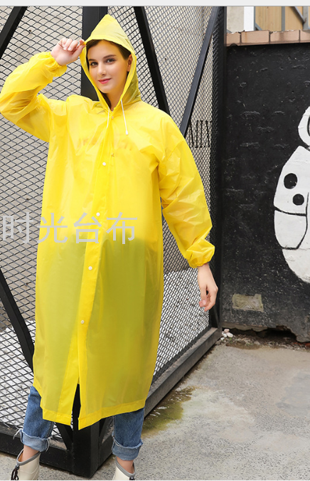 Non-Disposable Eva Raincoat Poncho Adult Thickened Tourist Hiking Riding Fashion One-Piece Frosted Drawstring