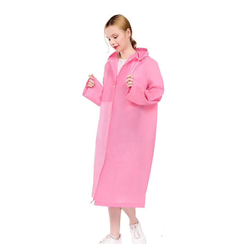 Thickened Eva Raincoat Tourist Mountaineering Hiking Transparent Outdoor Men and Women Adult Non-Disposable Frosted Raincoat Customization
