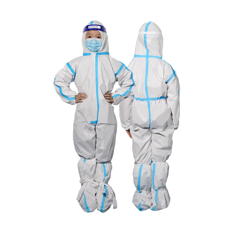A Disposable Children&#039;s Protective Clothing Women&#039;s Small Size Non-Woven Fabric Coverall Hooded Laboratory Isolation Gown Spot