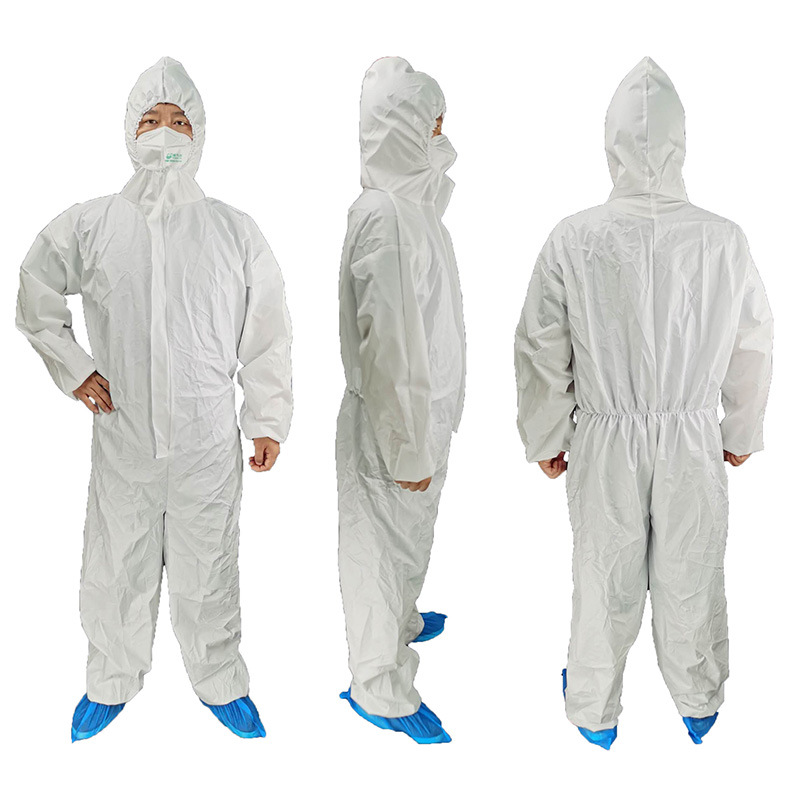 Factory in Stock Disposable Sanitary Protective Clothing Disposable Protective Coveralls SF Breathable Film Non-Woven Fabric Isolation One-Piece Qualified