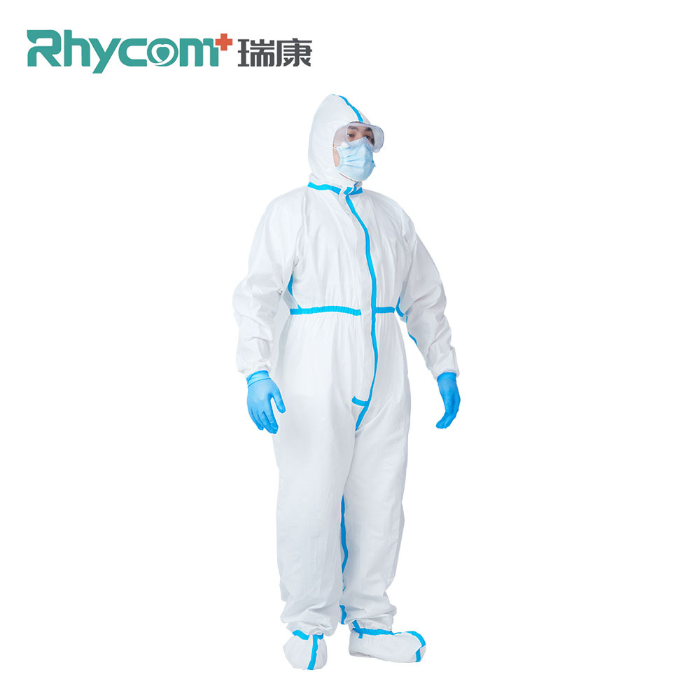 Disposable One-Piece Quarantine Protection Suit Disposable Protective Coveralls Blue Rubber Isolation Clothing