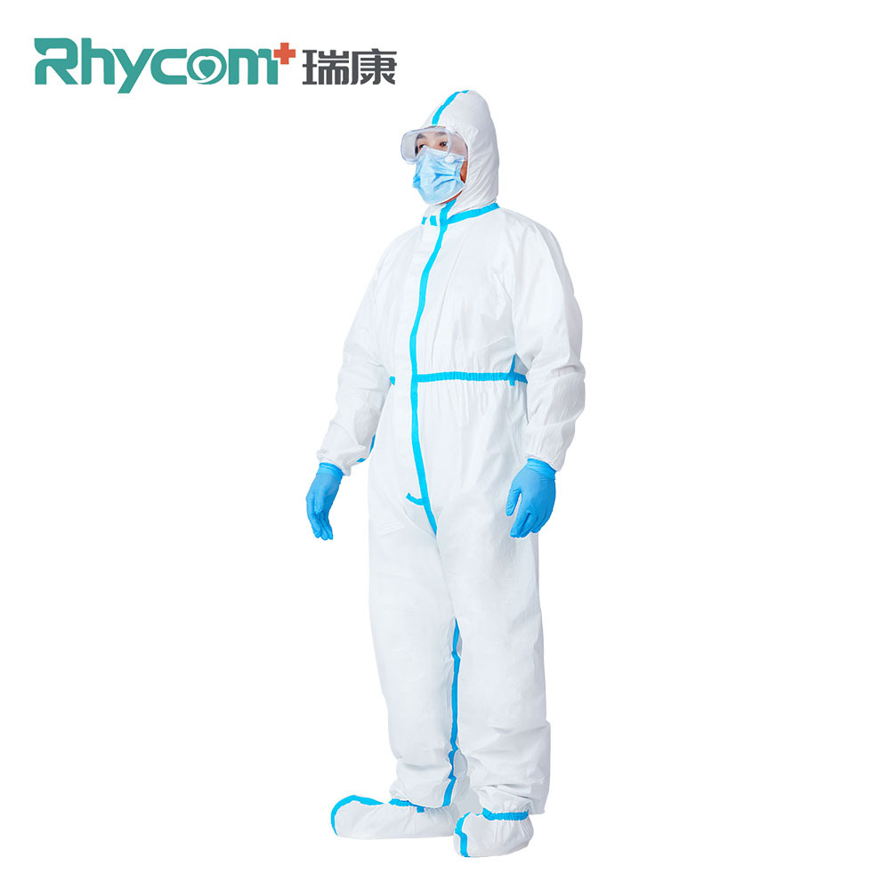 Disposable One-Piece Quarantine Protection Suit Disposable Protective Coveralls Blue Rubber Isolation Clothing