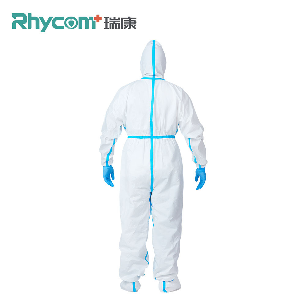 Disposable One-Piece Quarantine Protection Suit Disposable Protective Coveralls Blue Rubber Isolation Clothing