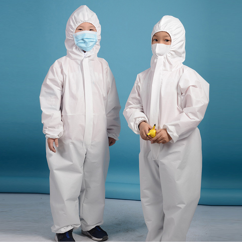 Medical Disposable Children&#039;s Protective Clothing Non-Woven Fabric Coverall Hooded Isolation Gown Anti-Static Laboratory Direct Sales