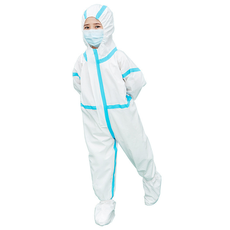 Medical Disposable Children&#039;s Protective Clothing Non-Woven Fabric Coverall Hooded Isolation Gown Anti-Static Laboratory Direct Sales
