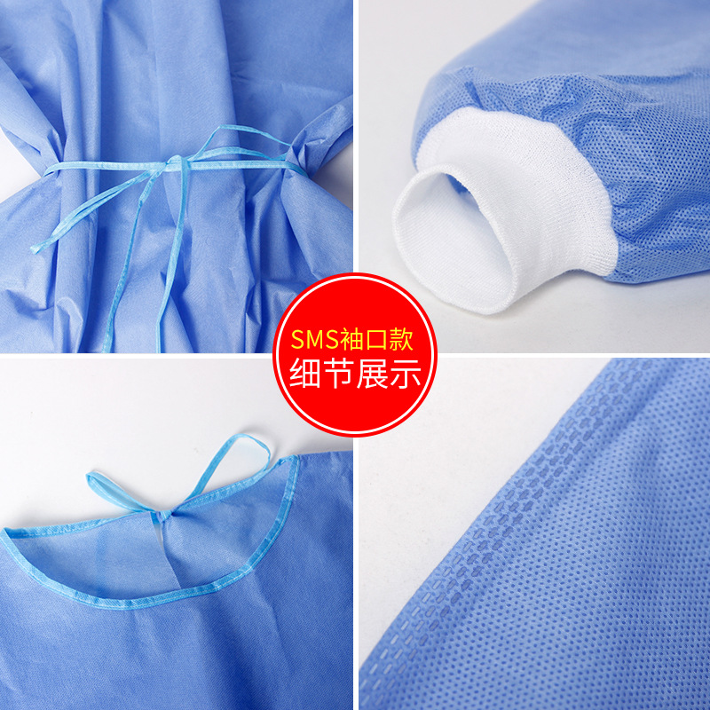 Manufacturing direct DISPOSABLE SMS isolation clothing non-woven PP+PE Drenching film isolation clothing Protective Clothing Proof Operating clothing