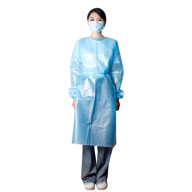 Manufacturing direct DISPOSABLE SMS isolation clothing non-woven PP+PE Drenching film isolation clothing Protective Clothing Proof Operating clothing