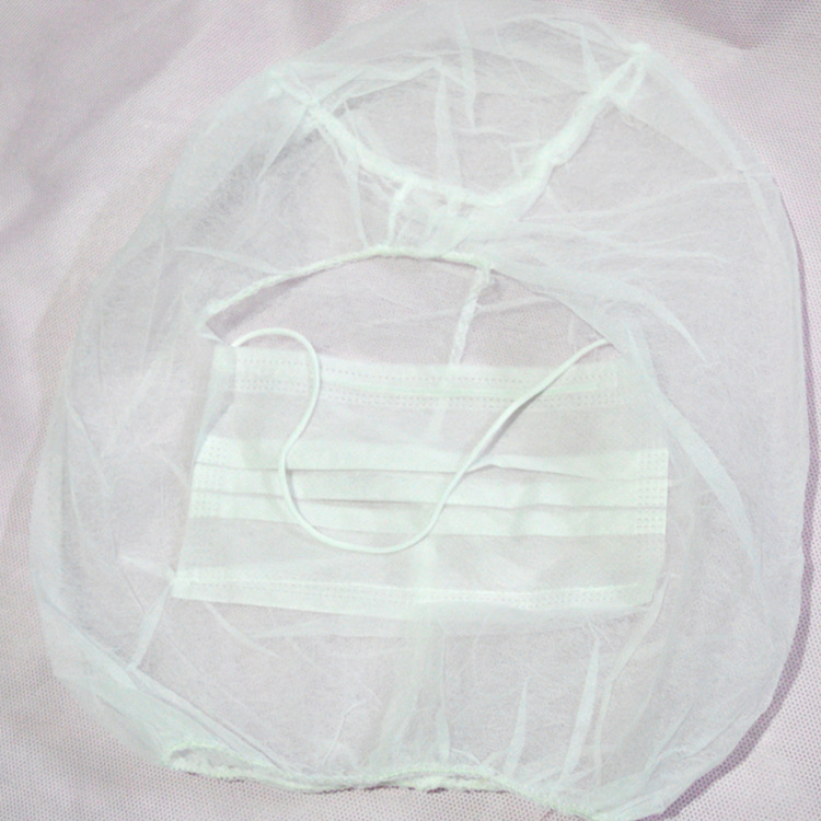 Non-woven head cap Pirate Hat with Two Layers Three-Layer Mask Dustproof Anti-Fall Hair Full Coverage Food Factory