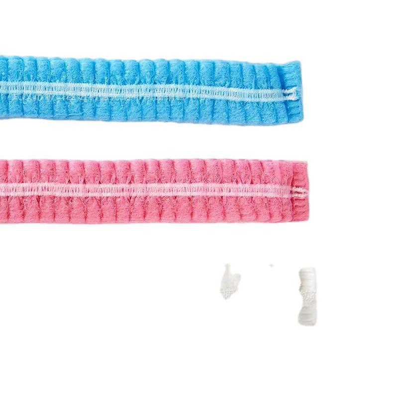 Disposable Non-Woven Double Rib Blue Non-woven head cap