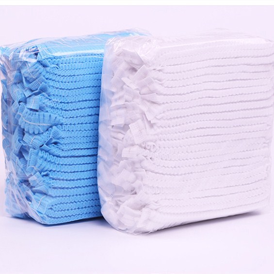 Non-woven head cap Disposable Cap Nonwoven Fabric Hat Sanitary Food Cap Chef Mesh Cap Breathable Kitchen Cap
