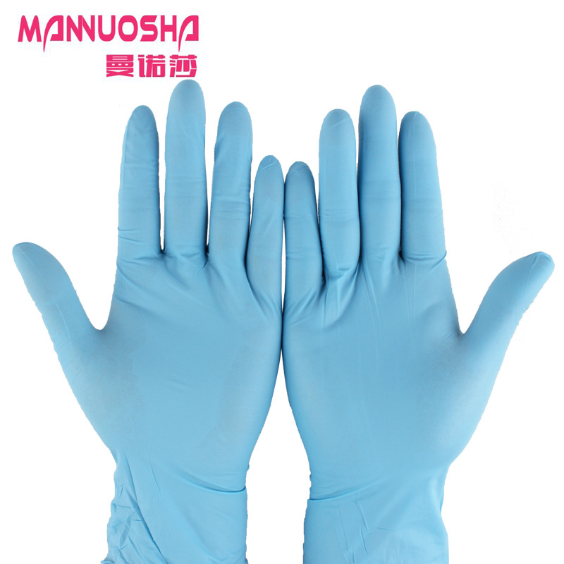 Manossa the disposable nitrile gloves labor protection industry butyl latex rubber wear - resisting test anti - slip anti - oil