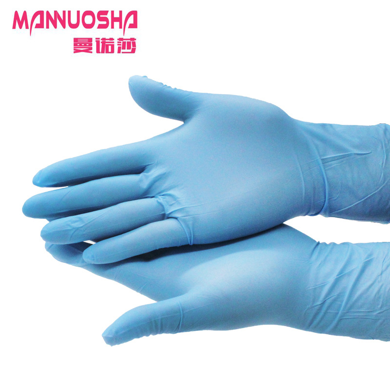 Manossa the disposable nitrile gloves labor protection industry butyl latex rubber wear - resisting test anti - slip anti - oil