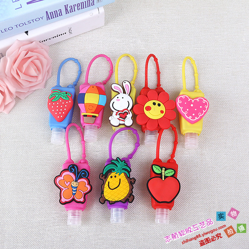 Cartoon soft glue can hang portable hand sanitizer in bottles