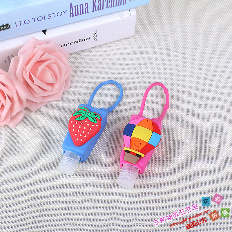 Cartoon soft glue can hang portable hand sanitizer in bottles