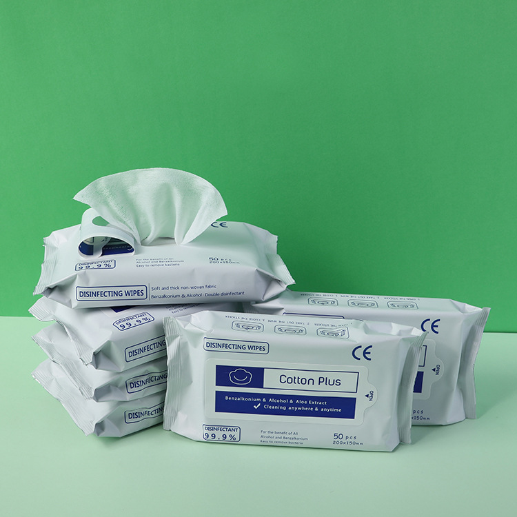 Amazon Hot Disposable Disinfection Wipes 50-Drawer Bags Household Cleaning 75 Degrees Alcohol Pad Large Wholesale