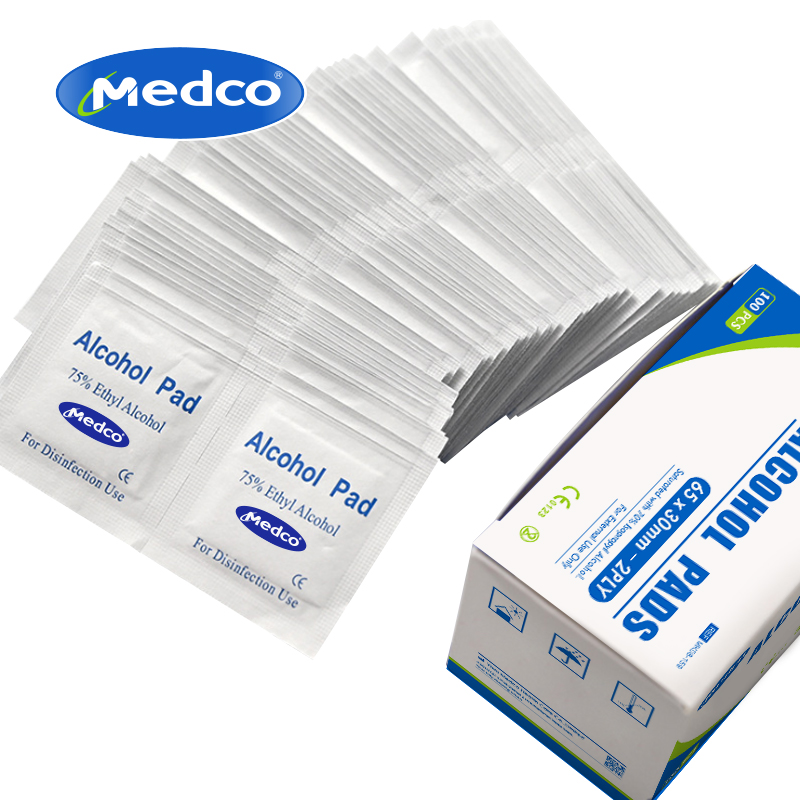 Disposable Disinfection Cotton Sheets Alcohol Pad Wipes 100 Pieces Independent Pack Alcohol Pad Pieces