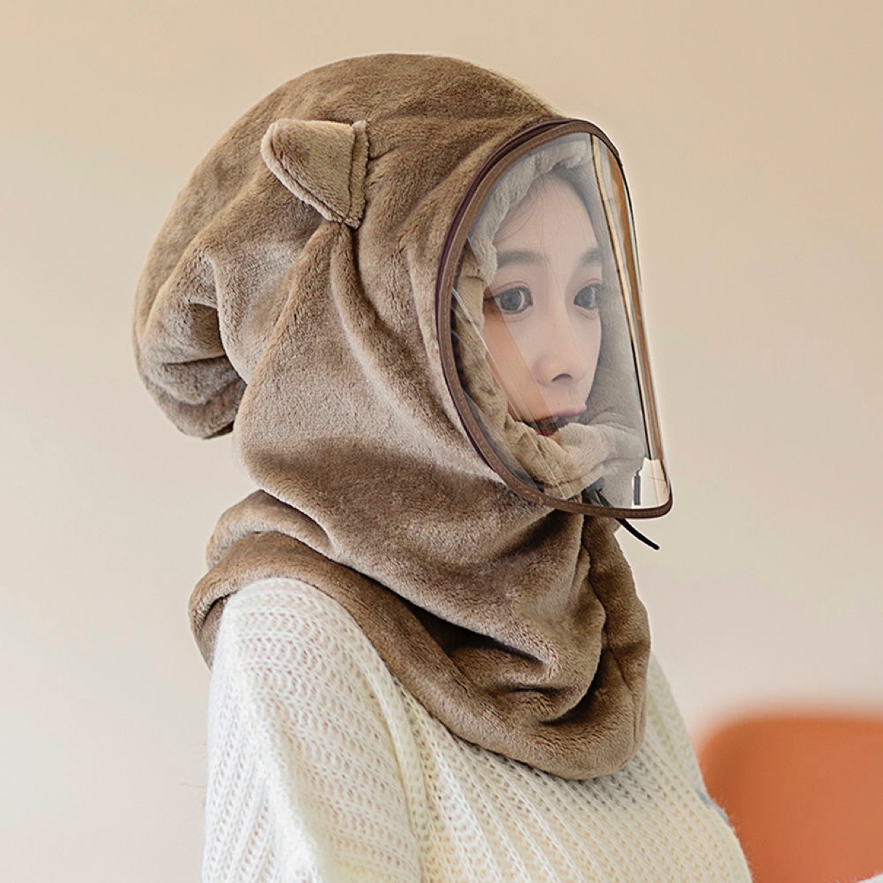 Autumn and Winter New Thickened Warm Cap Protective Mask Female Windproof Cycling Neck Anti-droplet Cap