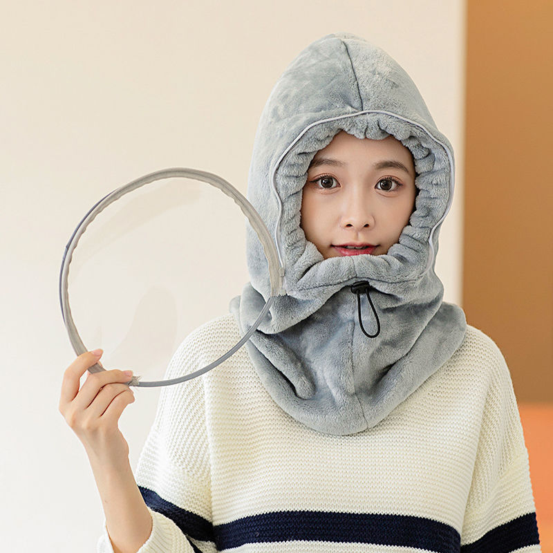 Anti-droplet Cap Integrated Sleeve Cap Closed Toe Warm Hooded Cold Protection Mask Travel Warm Artifact Ear Protection
