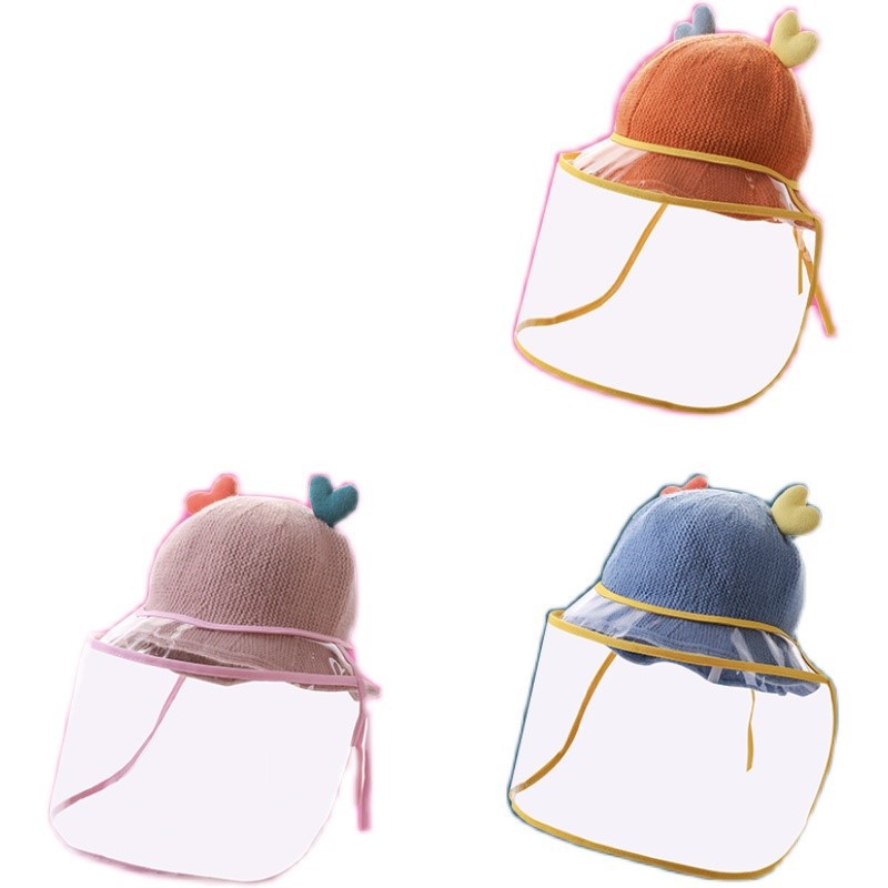 Baby Protection Facial Mask Anti-Droplet Hat Epidemic Prevention Cap Winter Children Removable Mask Baby Face Cover Autumn and Winter