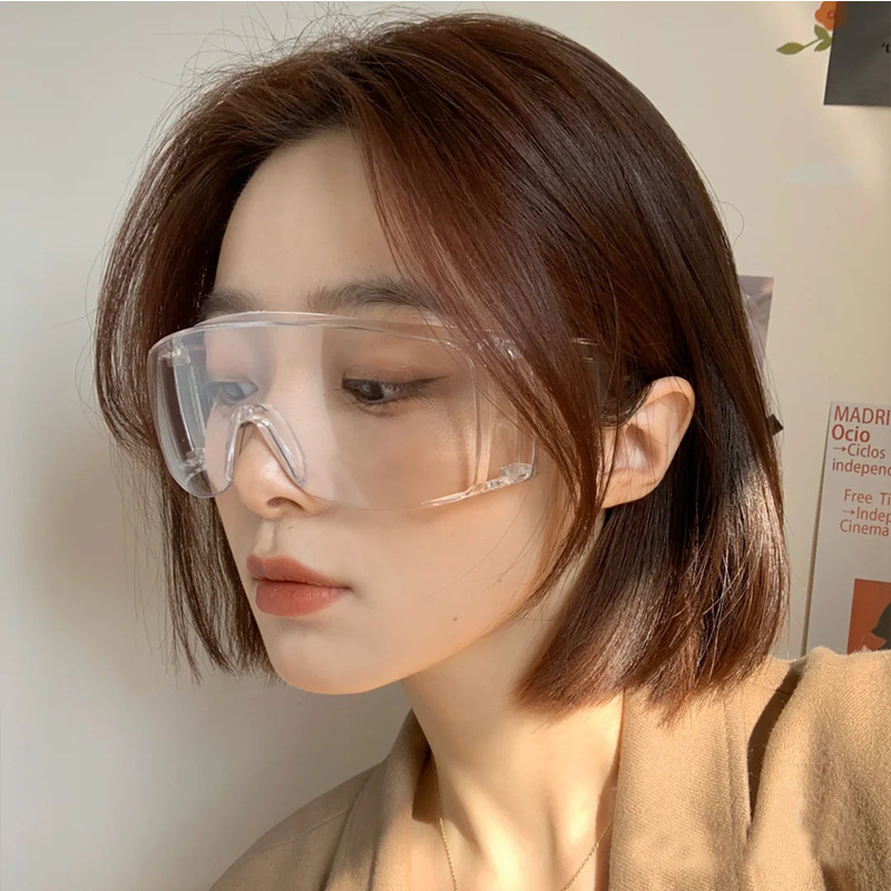 Safety Goggles Women&#039;s Windproof Transparent Glasses Plain Anti-Fog Anti-Droplet Dustproof Sand Blocking Cycling Men