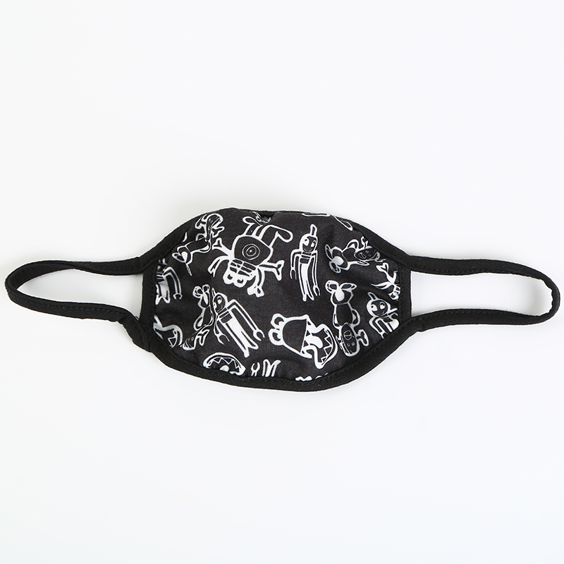 Cotton Adult Mask Printed Black Cartoon Dustproof Breathable Cotton Thin Respirator Spring and Summer Mask