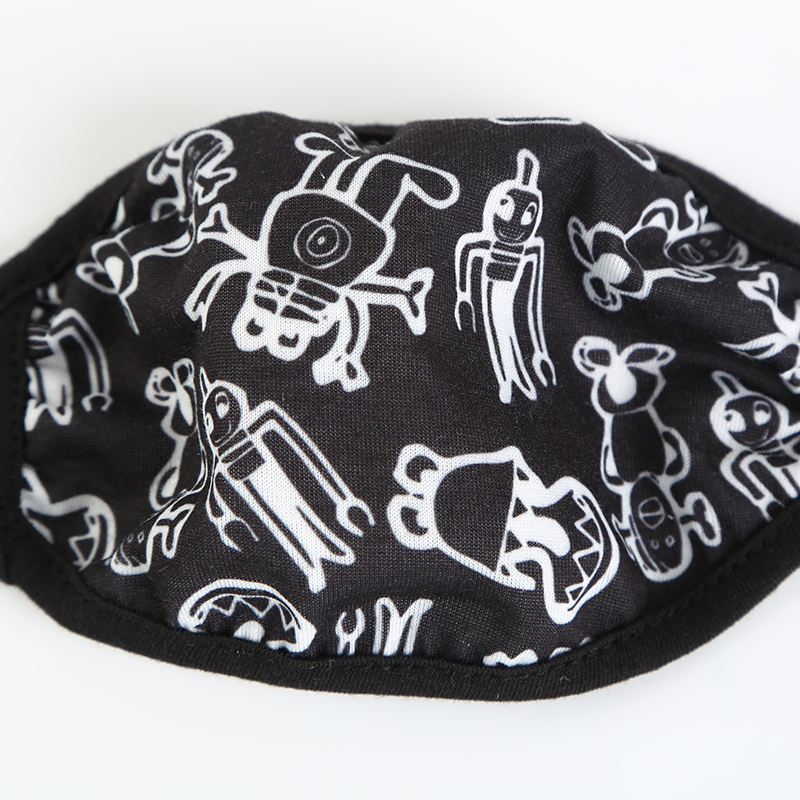 Cotton Adult Mask Printed Black Cartoon Dustproof Breathable Cotton Thin Respirator Spring and Summer Mask