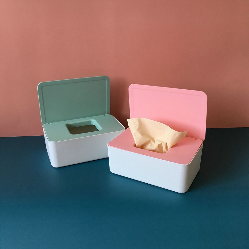 Desktop Storage Box with Lid Wet Tissue Box Multi-Function Plastic Wet Tissue Box Office Sealed Dust Respirator Box A597