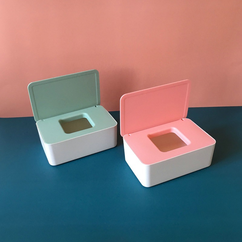 Desktop Storage Box with Lid Wet Tissue Box Multi-Function Plastic Wet Tissue Box Office Sealed Dust Respirator Box A597