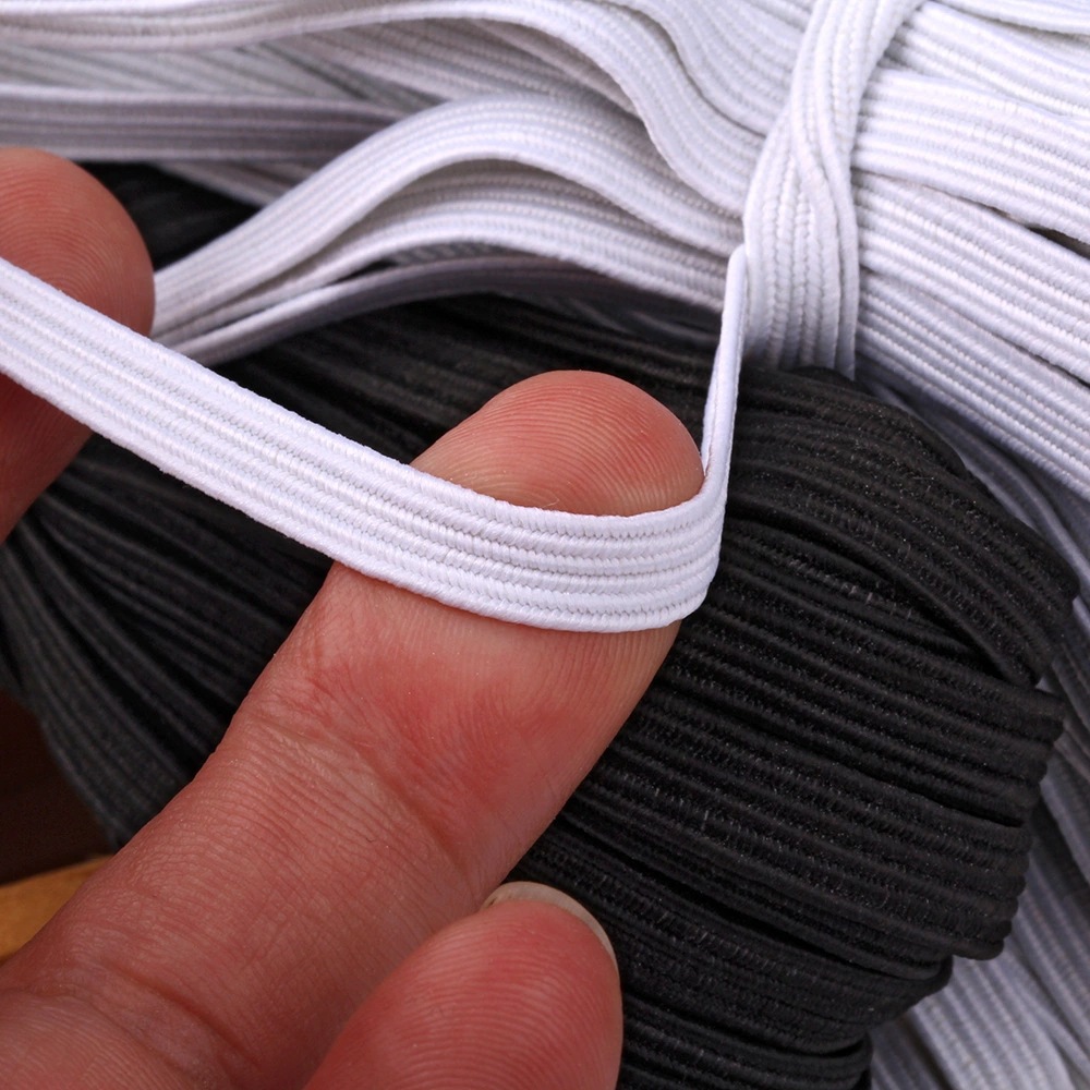 Mask Scarf 6mm Elastic Band 3mm Flat Black and White Latex Elastic String 1mm Strap N95 Elastic